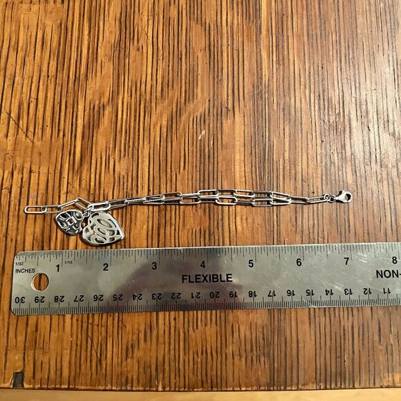 Sterling Silver Elle Jewelry Two-Heart Bracelet with Ruby inset - Picture 2 of 2